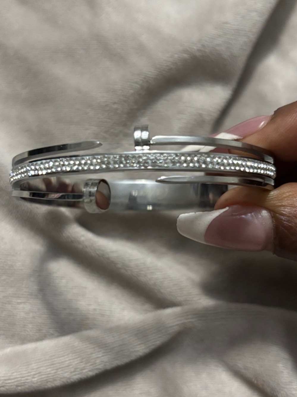 Silver Diamond Inlaid Bracelet